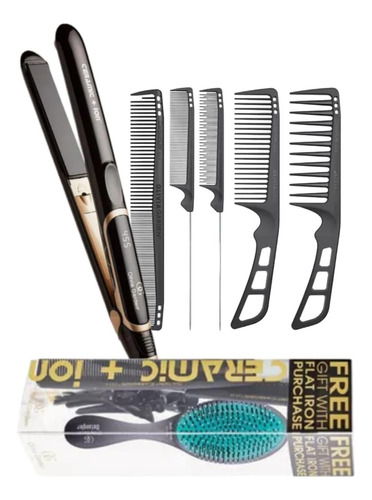 Plancha De Pelo Profesional Olivia Garden + Kit De Peines 