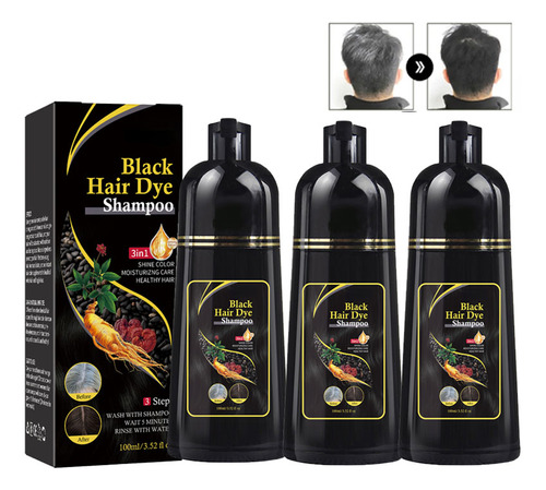 Champús Instantáneos De 3 Piezas Para Teñir El Cabello Negro