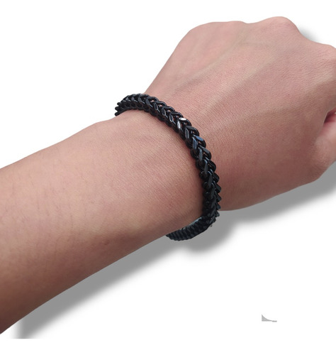 Pulsera Brazalete Hombre De Cadena En Acero Inoxidable Negra