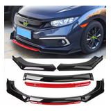 Lip Spoiler Delantero 4 Piezas Plastic Filo Rojo Honda Civic