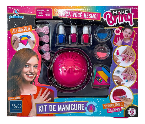 Kit Manicure Infantil Com Secador De Unhas Presente Menina