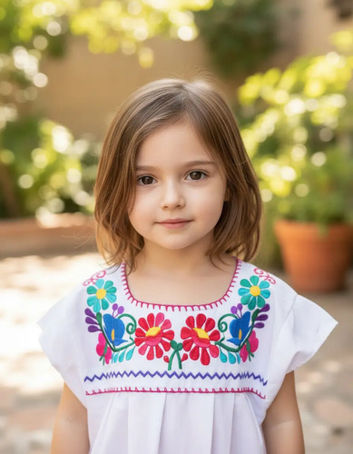 Blusa Típica Artesanal Mexicana Bordada Para Niña | Meses sin interés