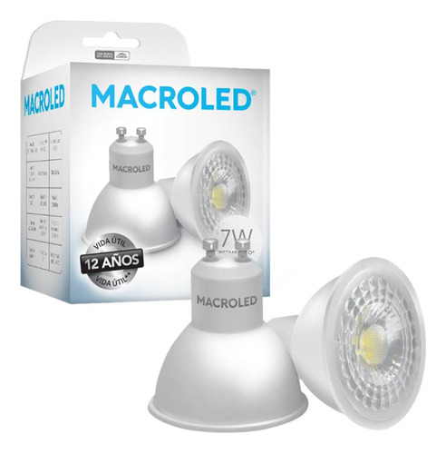 Pack 6 Lampara Dicroica Led 7w 220v Luz Neutra Macroled