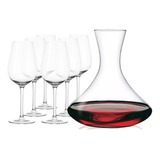 Set Decantador De Vino Cristal +  6 Copas 590ml Envio Gratis