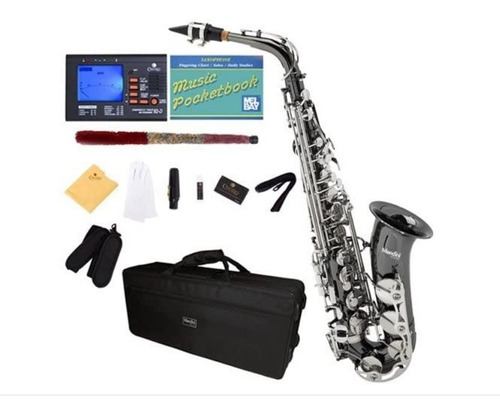 Saxofón Mendini Alto 10 Lenguetas Boquilla Funda Negro Nique