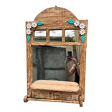 Quadro De Espelho Decorativo Madeira Rustico Porta Toalha