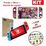Protector Case Acrílico Nintendo Switch + Grips + Mica Hd 