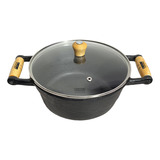 Panela Caçarola De Ferro Grande 5 Litros Tampa De Vidro 28cm