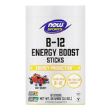 Now Foods B-12 Energy Boost Con 12 Sticks De 60 G Sabor Frutos Rojos