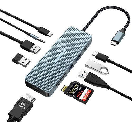 Hub Usb C 9 En 1, Adaptador Usb C Multipuerto Tymyp Que Incl