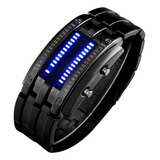 Reloj Binario Led Azul Luz Electronico Hombre