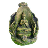 Incensário Cascata Folha Buda Verde 11 Cm Em Resina