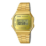 Reloj Retro Casio A168wegm-9df Unisex Color De La Correa Dorado Color Del Fondo Dorado