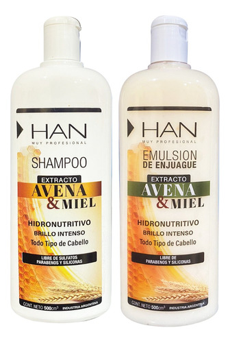 Shampoo + Enjuague Han Avena Y Miel X 500ml