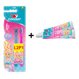 Kit 1 Escova + 2 Un Gel Dental Barbie 2-4 Anos L2p1 - Condor