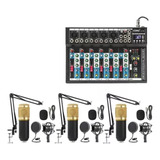 Kit Podcast  Mesa 7 Canais + 3 Microfone Pro De Studio 