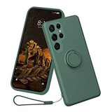 Funda Para Galaxy S22ultra C/anillo Silicona Verde