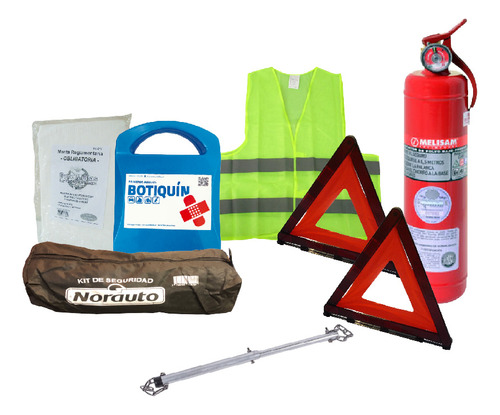 Kit Seguridad Auto C/bolso Chaleco Baliza Matafuego 8en1