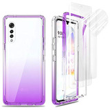 Funda Jeylly Para LG Velvet 5g Tpu Flexible + Vidrio Purpura