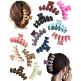 12 Pinzas Cabello Mujer Mate Moda Accesorio Plástico Pelo 3d