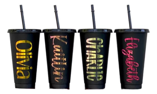 Vaso Con Popote 36 Pzas Reusable Personalizados Todos 16oz