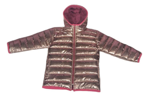 Campera Puffer Nena Con Abrigo Metalizada Chaqueta Hermosa