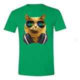 Polera Unisex Gato Gatito Cool Lentes Algodon Estampado