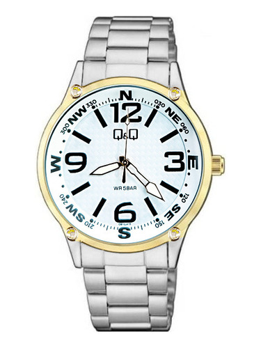 Reloj Q&q Qyq Qb10j414 Acero Hombre Bicolor + Estuche 