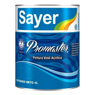 Pintura Vinilica Promaster Lavable Blanco Satinado Bote  4l | Meses sin interés