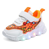 O Zapatillas Deportivas Con Luz Led Cartoon Dinosaurio Niños