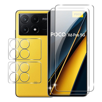 2 Micas Cristal Templado+2 Cámara Para Xiaomi Poco X6 Pro 5g