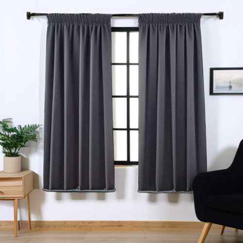 Cortina Blackout 2 Paneles 90x160cm. Triple Capa Premium. Color Gris Oscuro