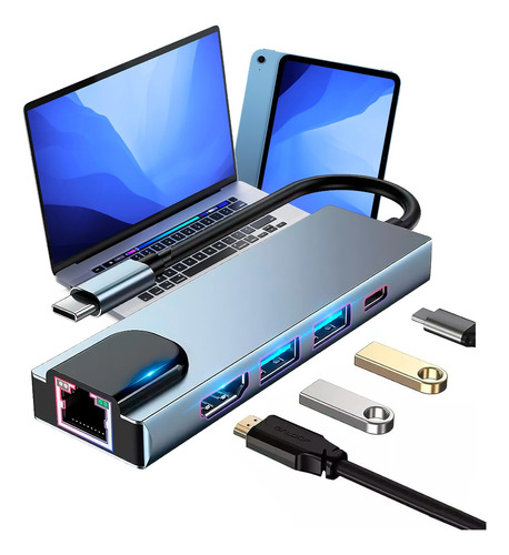 Hub Dockstation Adaptador 5 In 1 Macbook Air Pro Note Laptop