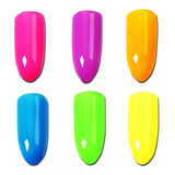 6 Potinhos Pó Neon Glitter Fino Decoração De Unhas Nail Art