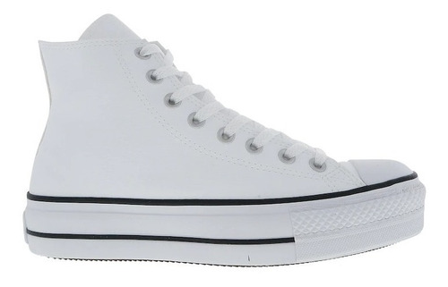 Tênis All Star Converse Branco Couro Cano Alto Plataforma