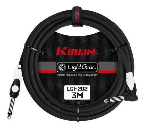 Cable Instrumento Negro Plug Angulo 3 Mts. Lgi-202-3 Kirlin