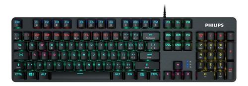 Teclado Mecanico Philips G401 Ambiglow Mixed Light Rgb Teclado Negro Idioma Inglés Us