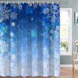 Icteisom Cortina De Ducha De Navidad Azul, Juego De Cortinas