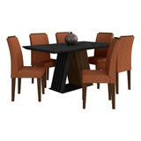 Mesa De Jantar Sícilia 6 Cadeiras Imb/preto/suede Terrac-m A