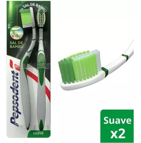 Cepillo Dental Pepsodent Con Sal De Bambú Suave 2 Un