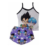 Pijama De Mujer Anime Bulma Y Vegeta Short Y Blusa