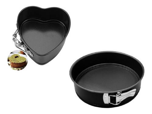 2 Moldes Para Tortas Desmontables Redondo + Corazon Pequeños