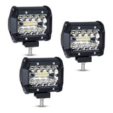 Kit 3 Faros Barra 20 Leds Luz Auxiliar Accesorio Camion 