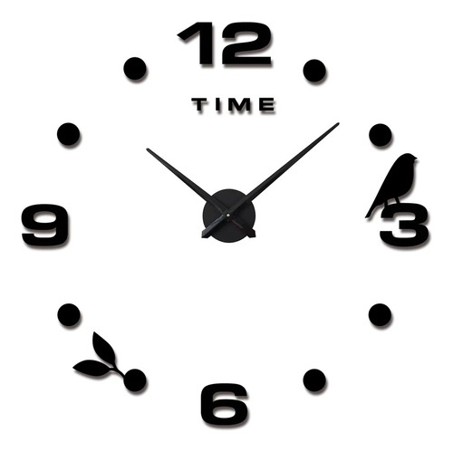 Reloj De Pared 3d Grande   Tamaño 100 X 100 Cm  Color Negro 