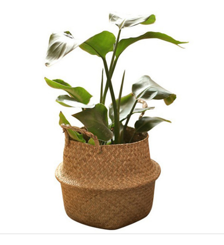 Cesta Tejida.mano Redonda Para Plantas.decoración Hogar