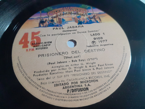 Simple -paul Jabara -prisionero Del Destino (c Donna Summer)