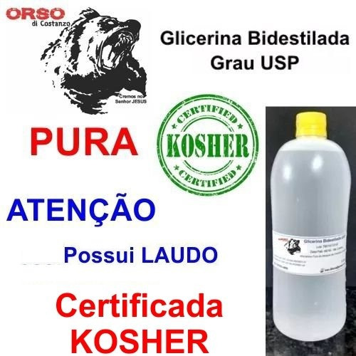 Glicerina Vegetal Bidestilada Usp Laudo 100% Kosher 3,5kg