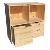 Juguetero Organizador Repisa Cubo 80cm X2 Madera Cajon Rueda