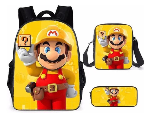 Mochila Casual Super Mario Bro Bolsas De Hombro Set 3pcs