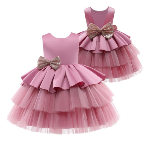 Bello Vestido Princesa Niña Tutu Fiesta Bautizo Y Navidad 